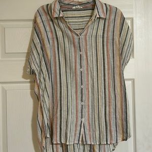Striped button up top